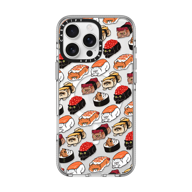 Huebucket x CASETiFY iPhone 16 Pro Max ケース クリア クリア ケース MagSafe対応 Sushi Persian Cat