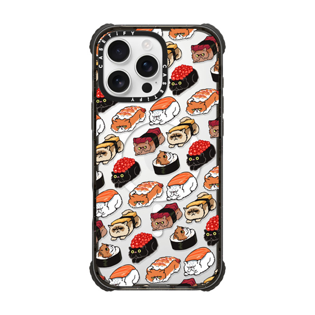 Huebucket x CASETiFY iPhone 16 Pro Max ケース Cat,Cartoon ブラック ウルトラ インパクトケース MagSafe 対応 Sushi Persian Cat Father's Day Huebucket x CASETiFY iPhone 16 Pro Max ケース Cat,Cartoon ブラック ウルトラ インパクトケース MagSafe 対応 Sushi Persian Cat Father's Day