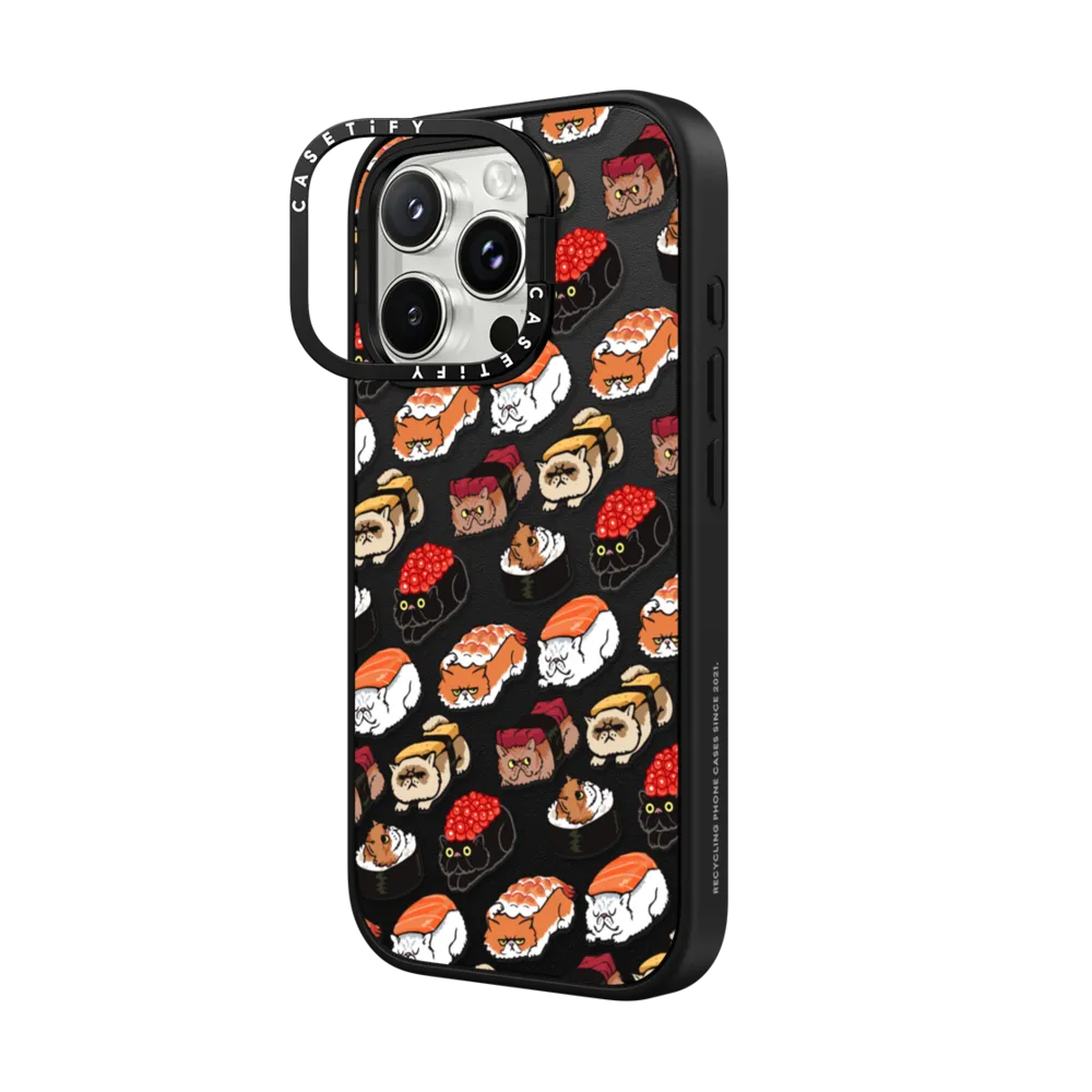 Impact Ring Stand iPhone 16 Pro Max Case MagSafe Compatible - Sushi Persian Cat