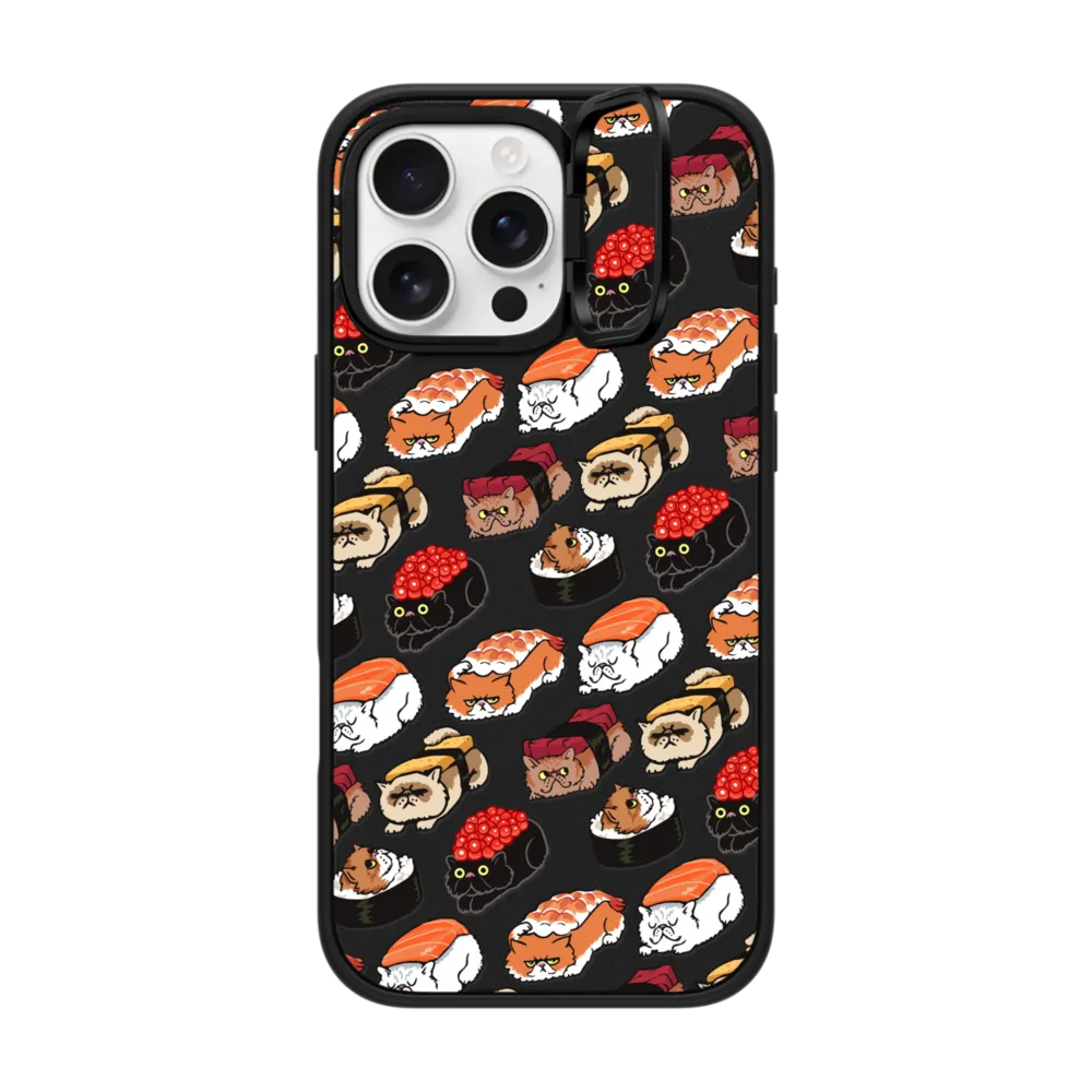 Impact Ring Stand iPhone 16 Pro Max Case MagSafe Compatible - Sushi Persian Cat