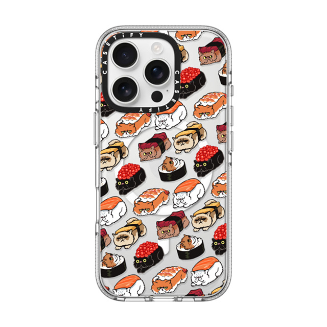 Huebucket x CASETiFY iPhone 16 Pro ケース クリア クリア ケース MagSafe対応 Sushi Persian Cat