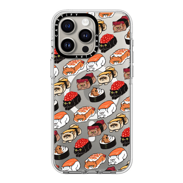 Huebucket x CASETiFY iPhone 15 Pro Max ケース クリア クリア ケース MagSafe対応 Sushi Persian Cat