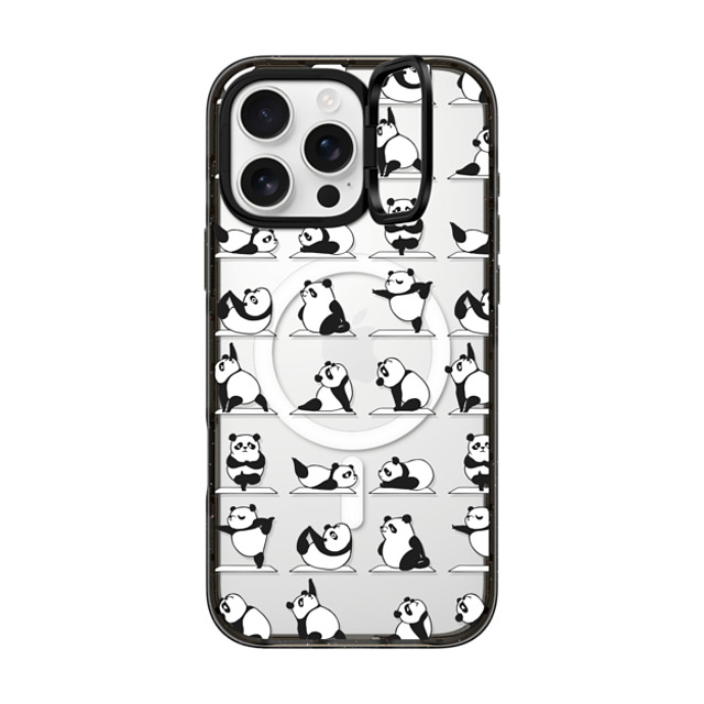 Huebucket x CASETiFY iPhone 16 Pro Max ケース ブラック インパクトリングスタンドケース MagSafe対応 Panda Yoga