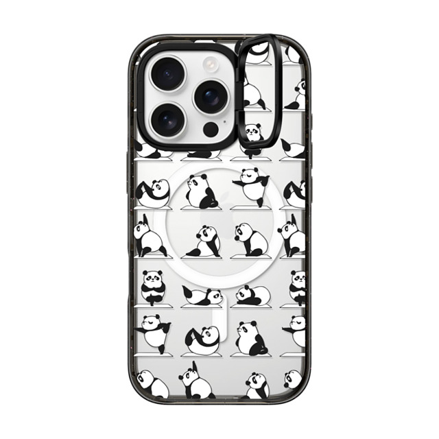 Huebucket x CASETiFY iPhone 16 Pro ケース ブラック インパクトリングスタンドケース MagSafe対応 Panda Yoga