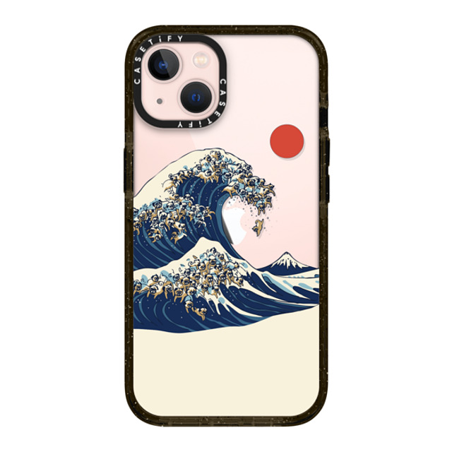 Huebucket x CASETiFY iPhone 13 ケース ブラック インパクトケース The Great Wave of Pugs