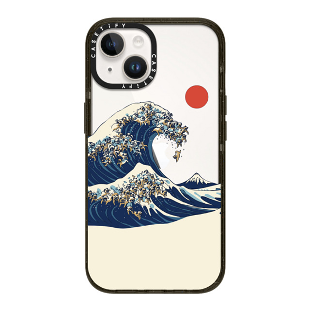 Huebucket x CASETiFY iPhone 14 ケース ブラック インパクトケース The Great Wave of Pugs