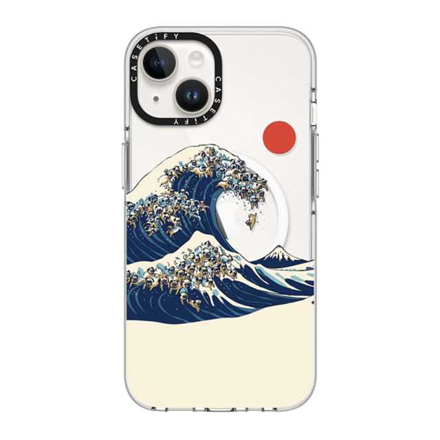 Huebucket x CASETiFY iPhone 14 ケース クリア クリア ケース MagSafe対応 The Great Wave of Pugs