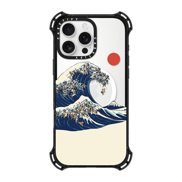 Huebucket x CASETiFY iPhone 16 Pro Max ケース ブラック バウンスケース The Great Wave of Pugs