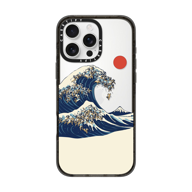 Huebucket x CASETiFY iPhone 16 Pro Max ケース ブラック インパクトケース The Great Wave of Pugs