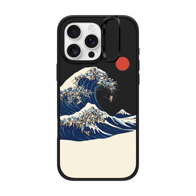 Huebucket x CASETiFY iPhone 16 Pro Max ケース マットブラック インパクトリングスタンドケース MagSafe対応 The Great Wave of Pugs