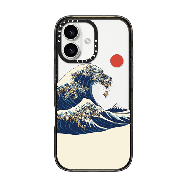 Huebucket x CASETiFY iPhone 16 ケース ブラック インパクトケース The Great Wave of Pugs