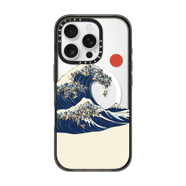 Huebucket x CASETiFY iPhone 16 Pro ケース ブラック インパクトケース MagSafe対応 The Great Wave of Pugs