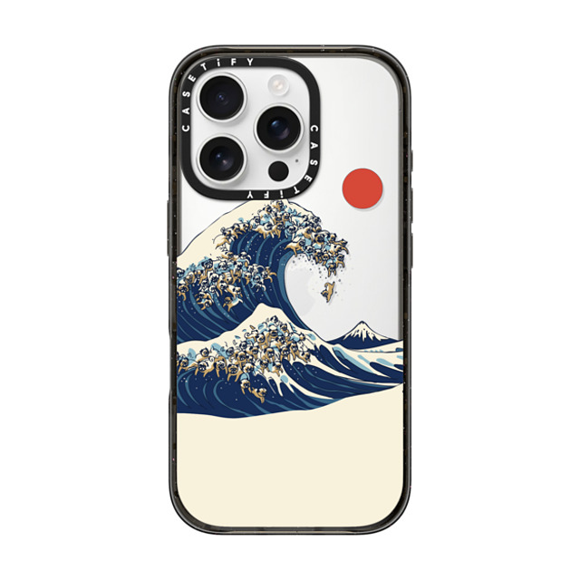 Huebucket x CASETiFY iPhone 16 Pro ケース ブラック インパクトケース The Great Wave of Pugs