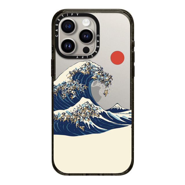 Huebucket x CASETiFY iPhone 15 Pro Max ケース ブラック インパクトケース The Great Wave of Pugs