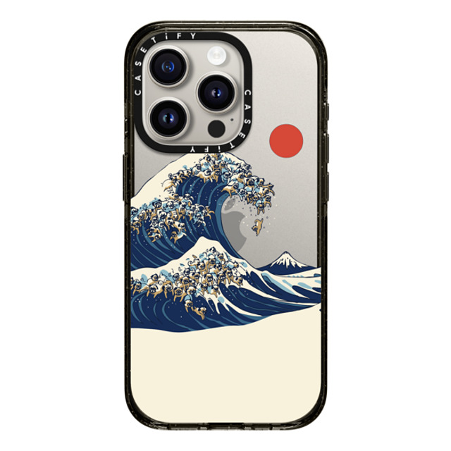 Huebucket x CASETiFY iPhone 15 Pro ケース ブラック インパクトケース The Great Wave of Pugs