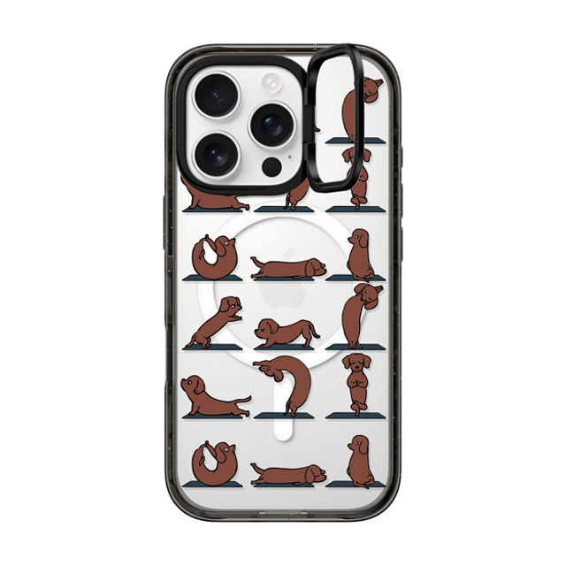 Huebucket x CASETiFY iPhone 16 Pro ケース Dog,Cartoon ブラック インパクトリングスタンドケース MagSafe対応 Dachshund Yoga Father's Day Huebucket x CASETiFY iPhone 16 Pro ケース Dog,Cartoon ブラック インパクトリングスタンドケース MagSafe対応 Dachshund Yoga Father's Day