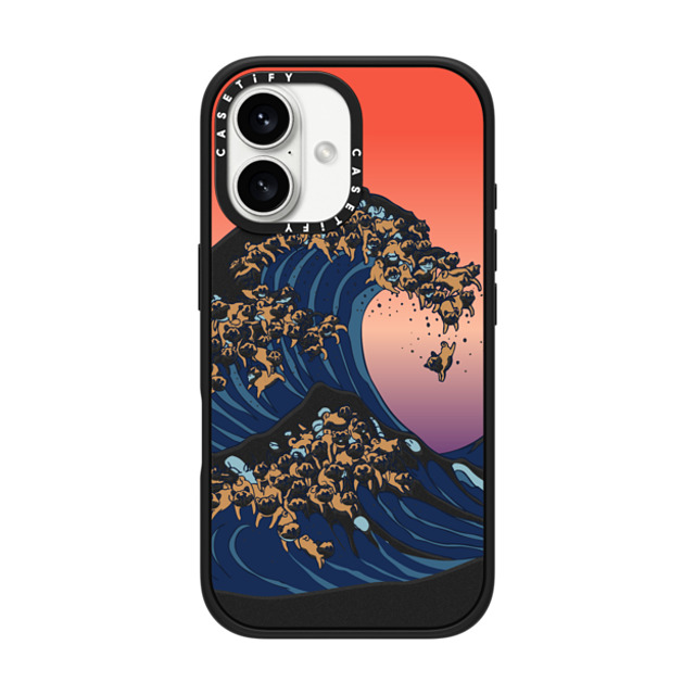 Huebucket x CASETiFY iPhone 16 Case Cartoon,Nature Matte Black Impact Case MagSafe Compatible The Great Wave of Shiba Inu Father's Day Huebucket x CASETiFY iPhone 16 Case Cartoon,Nature Matte Black Impact Case MagSafe Compatible The Great Wave of Shiba Inu Father's Day