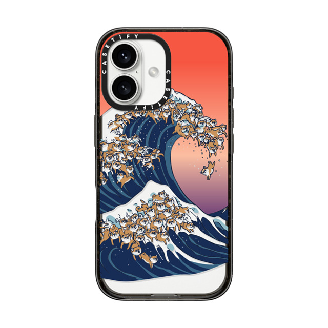 Huebucket x CASETiFY iPhone 16 ケース Cartoon,Nature ブラック インパクトケース The Great Wave of Shiba Inu Father's Day Huebucket x CASETiFY iPhone 16 ケース Cartoon,Nature ブラック インパクトケース The Great Wave of Shiba Inu Father's Day
