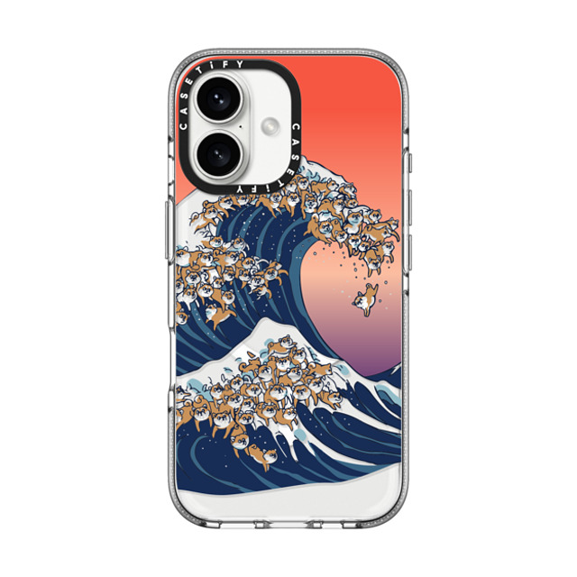 Huebucket x CASETiFY iPhone 16 Case Cartoon,Nature Clear Clear Case MagSafe Compatible The Great Wave of Shiba Inu Mother's Day Huebucket x CASETiFY iPhone 16 Case Cartoon,Nature Clear Clear Case MagSafe Compatible The Great Wave of Shiba Inu Mother's Day