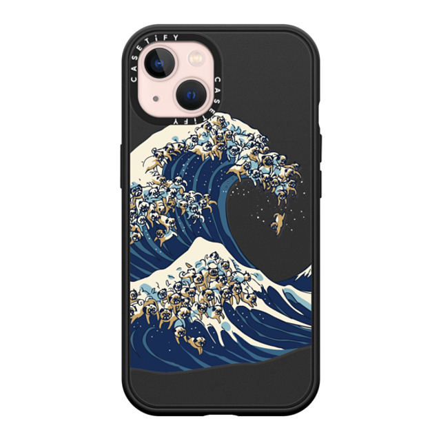 Huebucket x CASETiFY iPhone 13 ケース マットブラック インパクトケース MagSafe対応 The great wave of pug