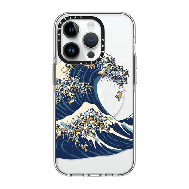 Huebucket x CASETiFY iPhone 14 Pro ケース クリア クリア ケース MagSafe対応 The great wave of pug