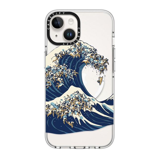 Huebucket x CASETiFY iPhone 14 Case Clear Clear Case MagSafe Compatible The great wave of pug Huebucket x CASETiFY iPhone 14 Case Clear Clear Case MagSafe Compatible The great wave of pug