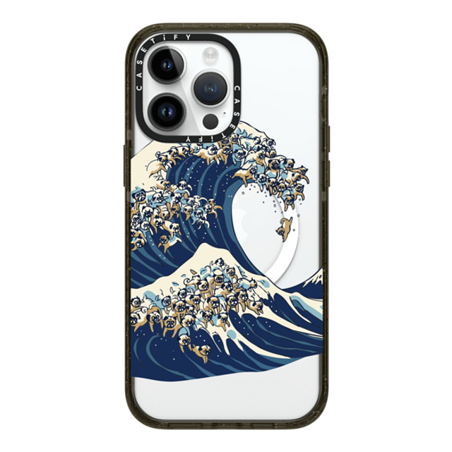 Huebucket x CASETiFY iPhone 14 Pro Max ケース ブラック インパクトケース MagSafe対応 The great wave of pug