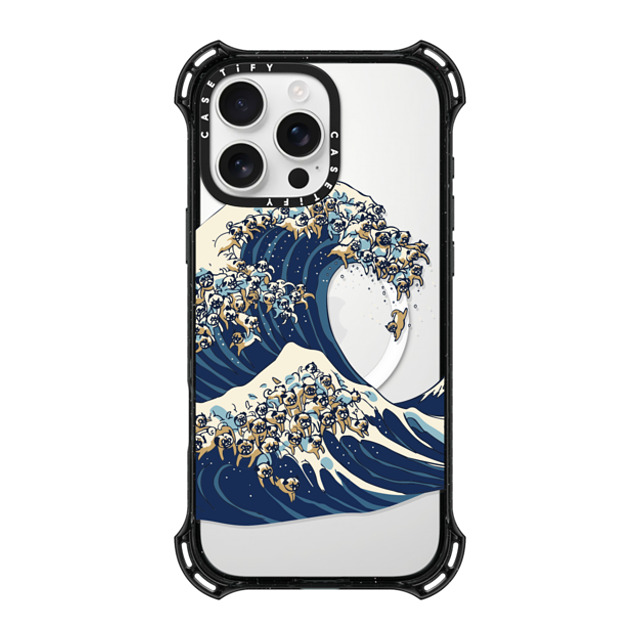 Huebucket x CASETiFY iPhone 16 Pro Max ケース ブラック バウンスケース The great wave of pug