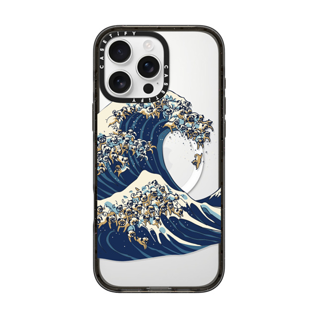 Huebucket x CASETiFY iPhone 16 Pro Max ケース ブラック インパクトケース MagSafe対応 The great wave of pug