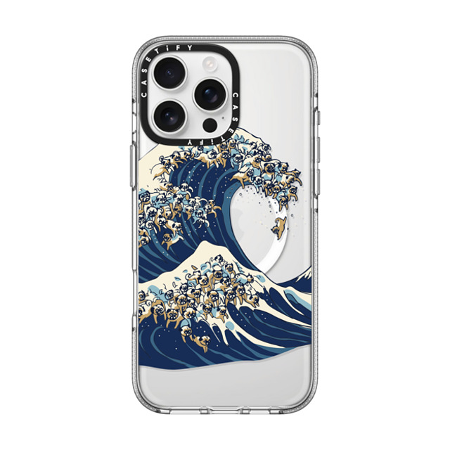 Huebucket x CASETiFY iPhone 16 Pro Max ケース クリア クリア ケース MagSafe対応 The great wave of pug