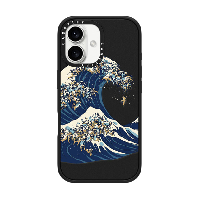 Huebucket x CASETiFY iPhone 16 ケース マットブラック インパクトケース MagSafe対応 The great wave of pug