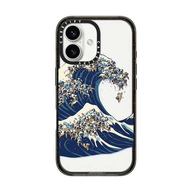 Huebucket x CASETiFY iPhone 16 ケース ブラック インパクトケース The great wave of pug