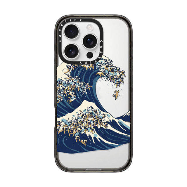 Huebucket x CASETiFY iPhone 16 Pro ケース ブラック インパクトケース The great wave of pug