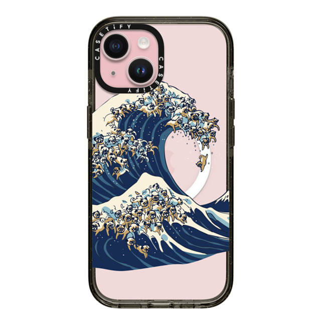Huebucket x CASETiFY iPhone 15 ケース Dog,Nature ブラック インパクトケース MagSafe対応 The great wave of pug Back to School Huebucket x CASETiFY iPhone 15 ケース Dog,Nature ブラック インパクトケース MagSafe対応 The great wave of pug Back to School