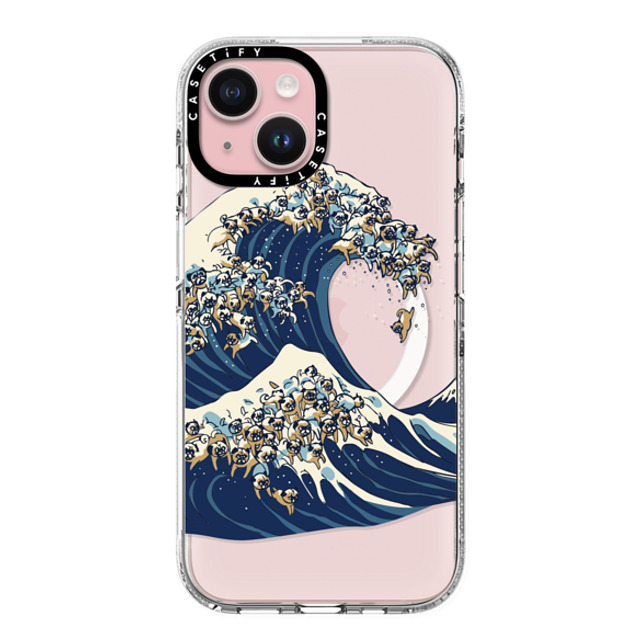 Huebucket x CASETiFY iPhone 15 ケース クリア クリア ケース MagSafe対応 The great wave of pug