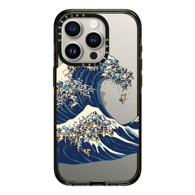 Huebucket x CASETiFY iPhone 15 Pro ケース ブラック インパクトケース The great wave of pug