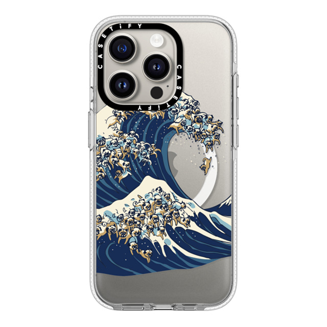 Huebucket x CASETiFY iPhone 15 Pro ケース クリア クリア ケース MagSafe対応 The great wave of pug