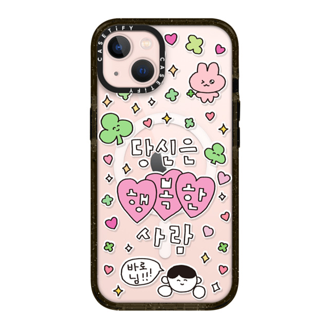 Gosimperson x CASETiFY iPhone 13 ケース ブラック インパクトケース MagSafe対応 YOU ARE HAPPY PERSON