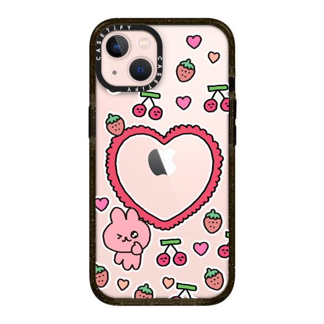 Gosimperson x CASETiFY iPhone 13 ケース ブラック インパクトケース cherry & strawbrry LOVE