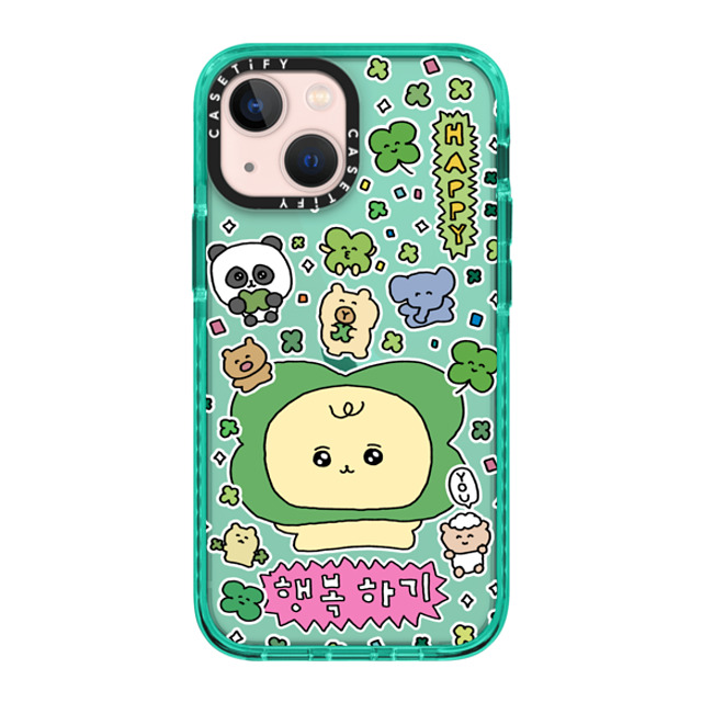 Gosimperson x CASETiFY iPhone 13 Mini ケース ティール インパクトケース Be Happy!