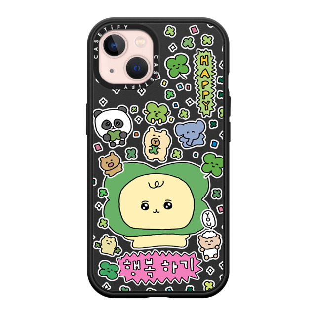 Gosimperson x CASETiFY iPhone 13 ケース マットブラック インパクトケース MagSafe対応 Be Happy!