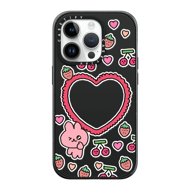 Gosimperson x CASETiFY iPhone 14 Pro ケース マットブラック インパクトケース MagSafe対応 cherry & strawbrry LOVE