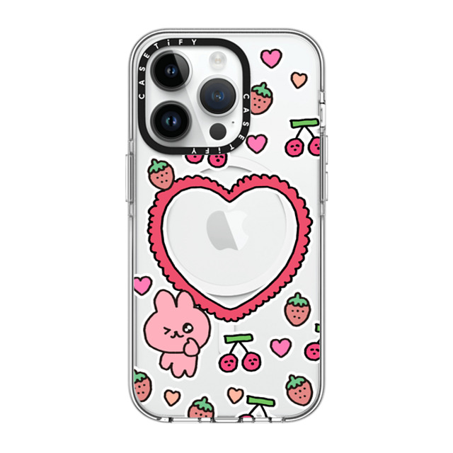 Gosimperson x CASETiFY iPhone 14 Pro ケース クリア クリア ケース MagSafe対応 cherry & strawbrry LOVE