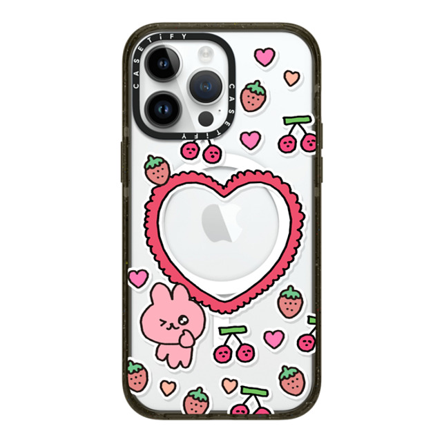 Gosimperson x CASETiFY iPhone 14 Pro Max ケース ブラック インパクトケース MagSafe対応 cherry & strawbrry LOVE