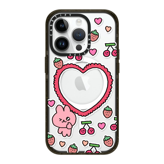 Gosimperson x CASETiFY iPhone 14 Pro ケース ブラック インパクトケース MagSafe対応 cherry & strawbrry LOVE