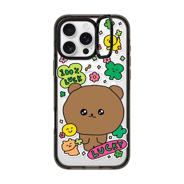 Gosimperson x CASETiFY iPhone 16 Pro Max ケース ブラック インパクトリングスタンドケース MagSafe対応 100% LUCKY