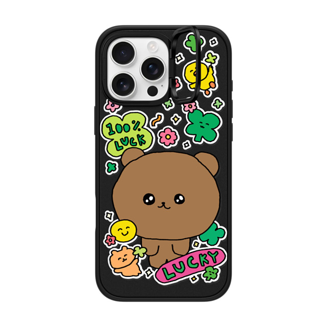 Gosimperson x CASETiFY iPhone 16 Pro Max ケース マットブラック インパクトリングスタンドケース MagSafe対応 100% LUCKY