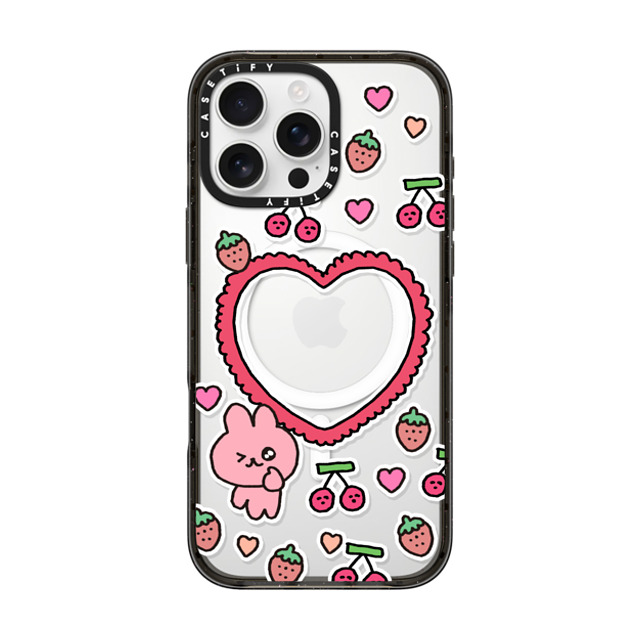 Gosimperson x CASETiFY iPhone 16 Pro Max ケース ブラック インパクトケース MagSafe対応 cherry & strawbrry LOVE