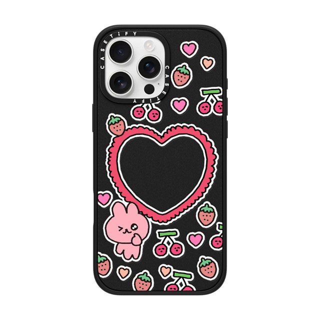 Gosimperson x CASETiFY iPhone 16 Pro Max ケース マットブラック インパクトケース MagSafe対応 cherry & strawbrry LOVE