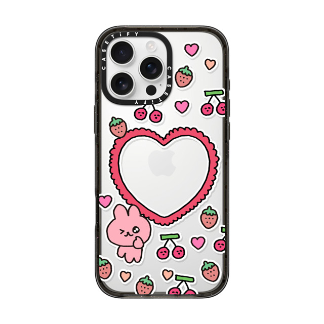 Gosimperson x CASETiFY iPhone 16 Pro Max ケース ブラック インパクトケース cherry & strawbrry LOVE